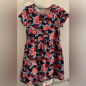 Girls Casual Flower Print Dress